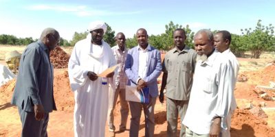 University of Alfashir (Sudan) The vice president of the university and head of the engineering unit of the darfur regional government and the director of the office of the governor of the region are standing on the progress of work at the medical colleges complex